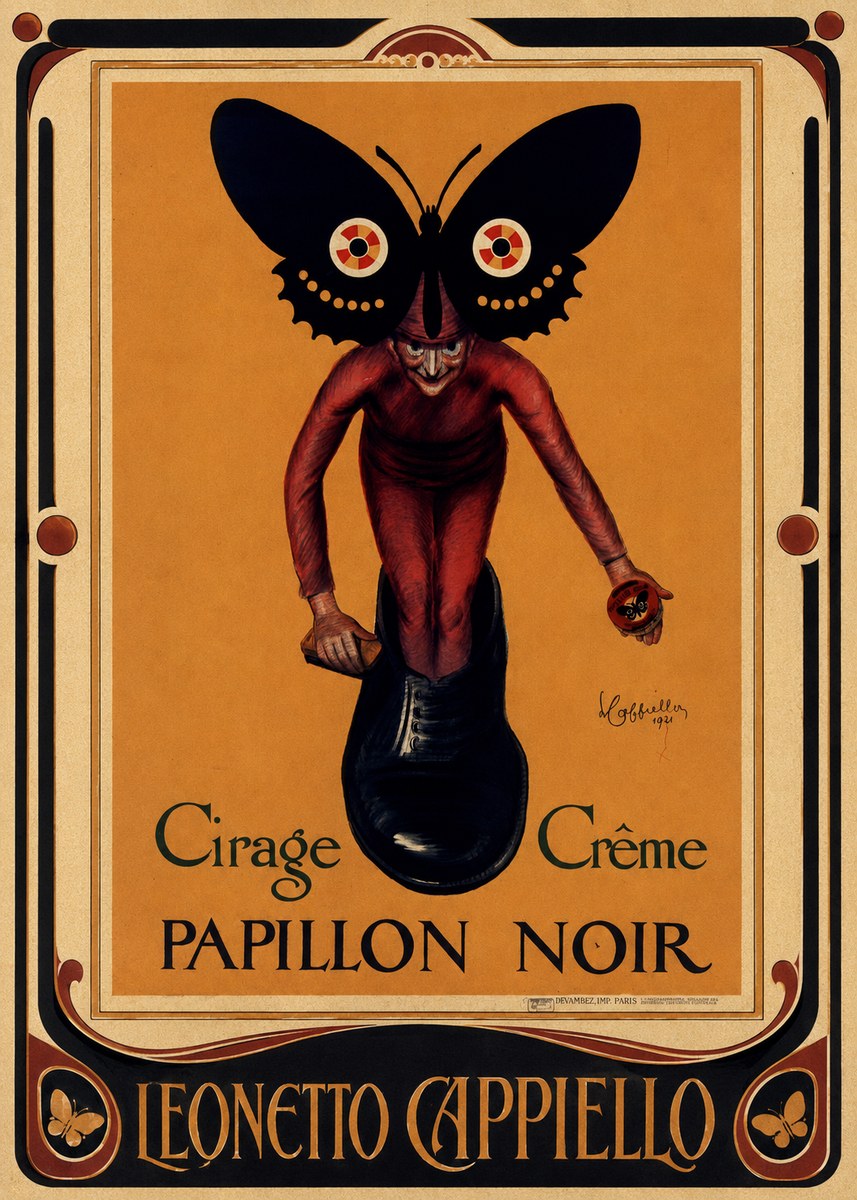 Leonetto Cappiello Cirage Crème Papillon Noir No1 - Poster