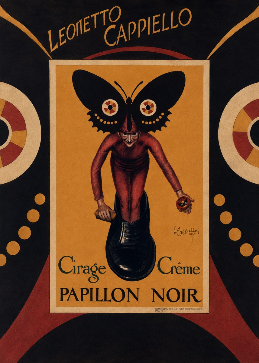 Leonetto Cappiello Cirage Crème Papillon Noir No6 - Poster