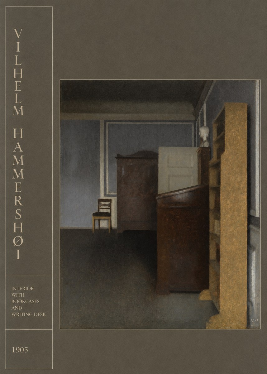 Vilhelm Hammershøi Interior with Bookcases and Writing Desk No2 - Poster