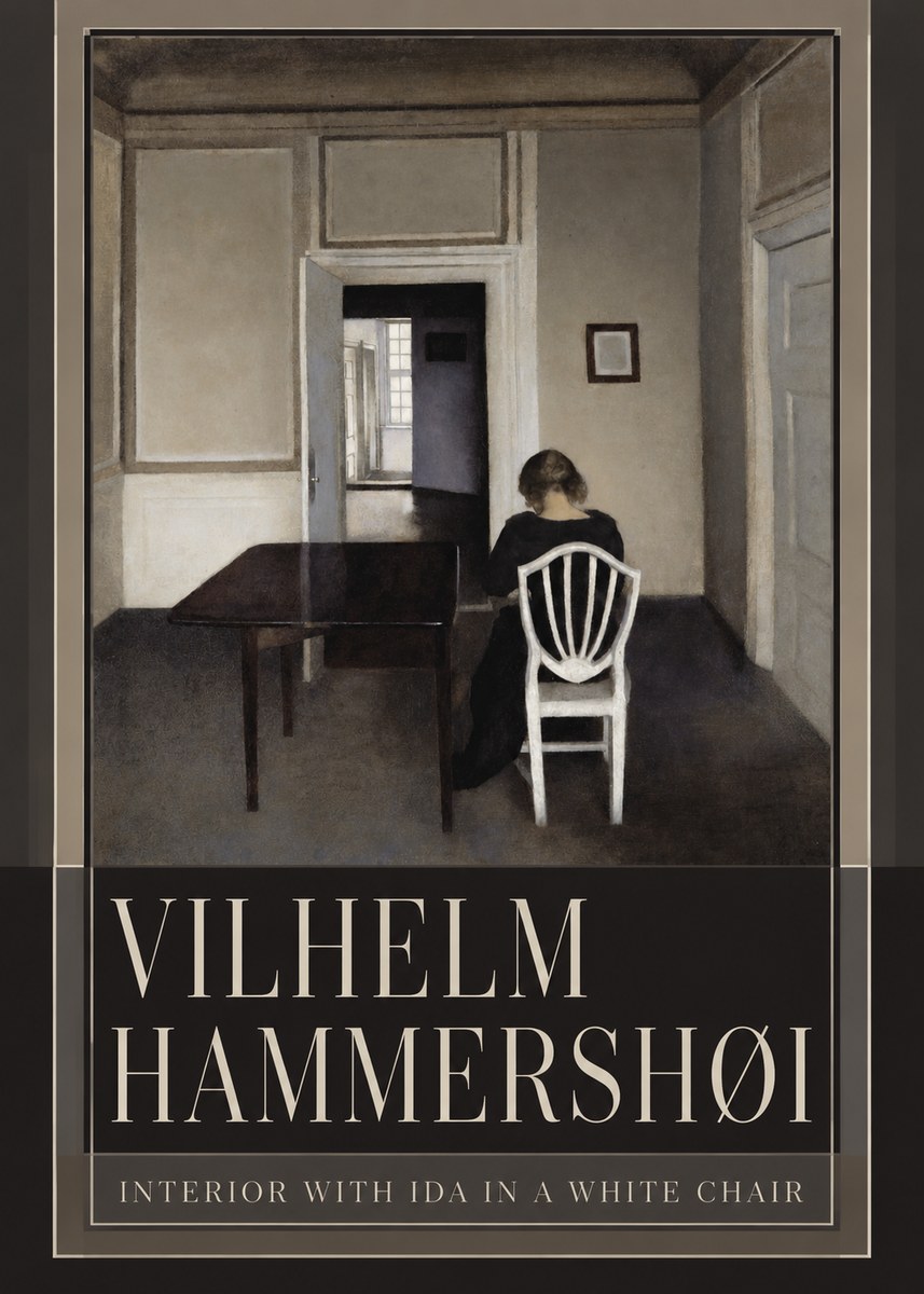Vilhelm Hammershøi Interior with Ida in a White Chair No5 - Poster