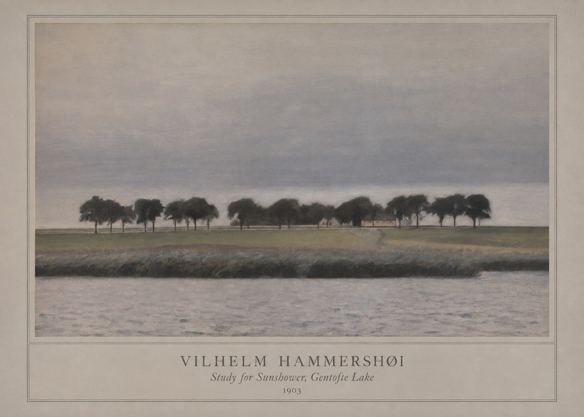 Vilhelm Hammershøi Study for Sunshower, Gentofte Lake No1 - Poster