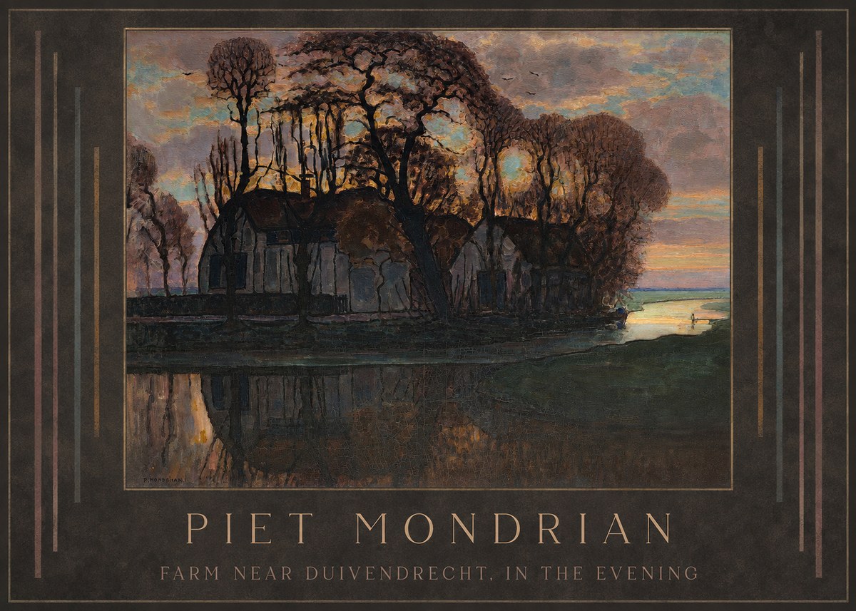 Piet Mondrian Farm Near Duivendrecht, in the Evening No1 - Poster