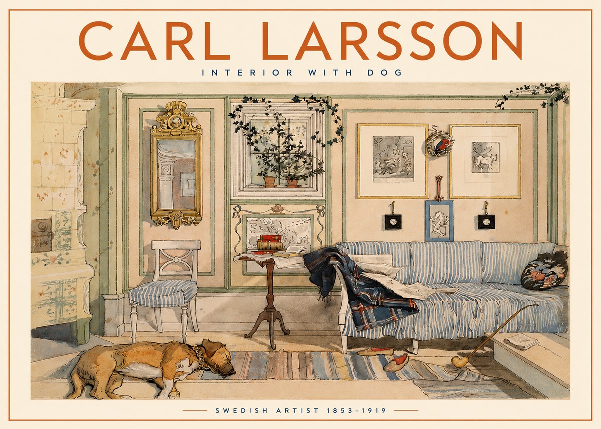 Carl Larsson Interior with Dog No5 - Poster