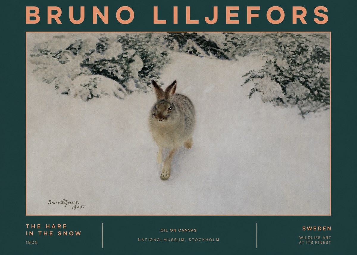 Bruno Liljefors The Hare in the Snow No2 - Poster