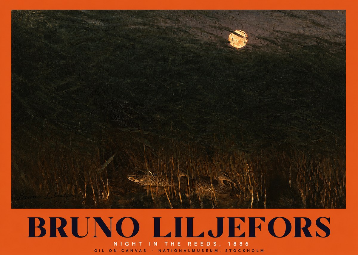 Bruno Liljefors Night in the Reeds No2 - Poster