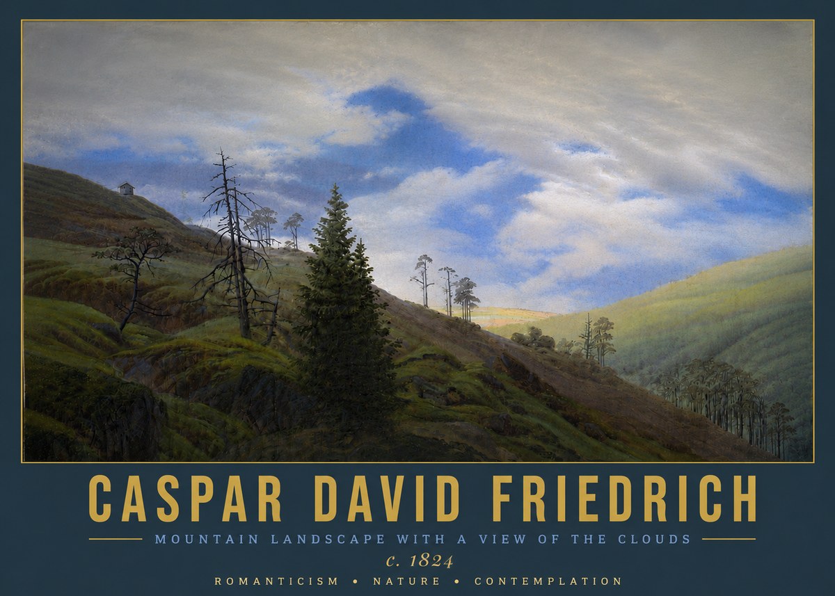 Caspar David Friedrich Mountain Landscape with a View of the Clouds No5 - Poster