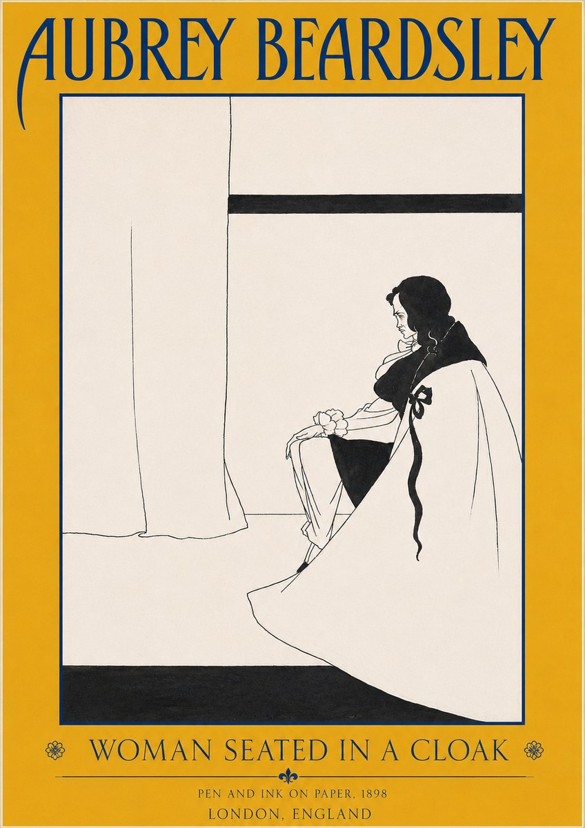 Aubrey Beardsley Woman Seated in a Cloak No3 - Poster
