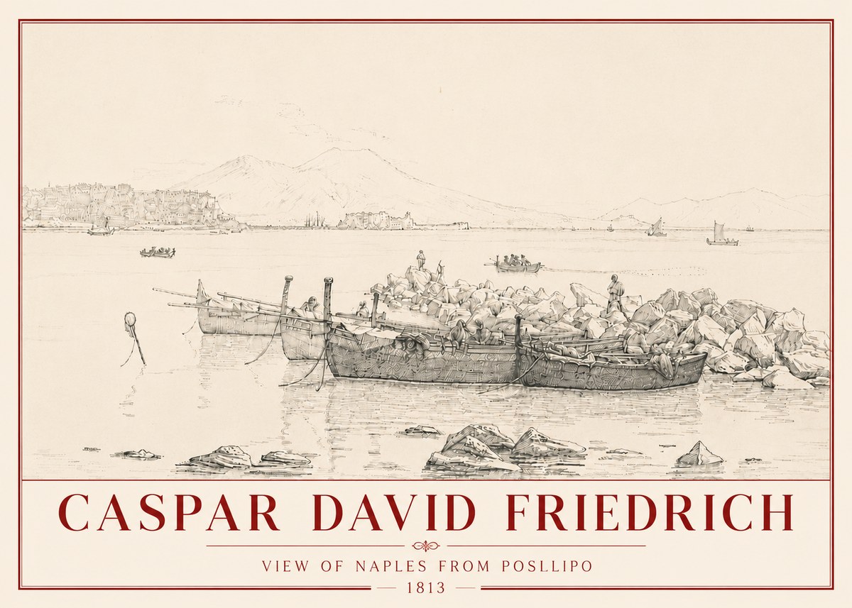 Caspar David Friedrich View of Naples from Posillipo No6 - Poster
