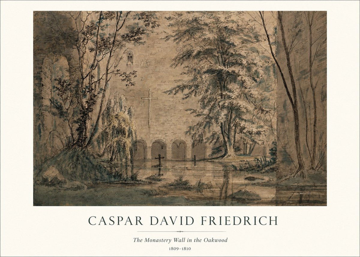 Caspar David Friedrich The Monastery Wall in the Oakwood No1 - Poster