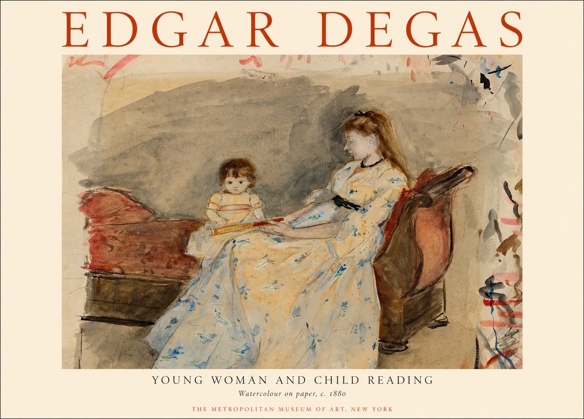 Edgar Degas Young Woman and Child Reading No1 - Poster