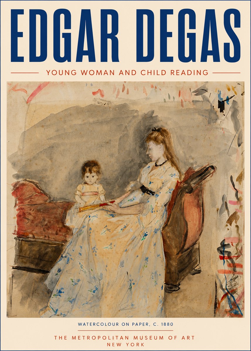 Edgar Degas Young Woman and Child Reading No6 - Poster