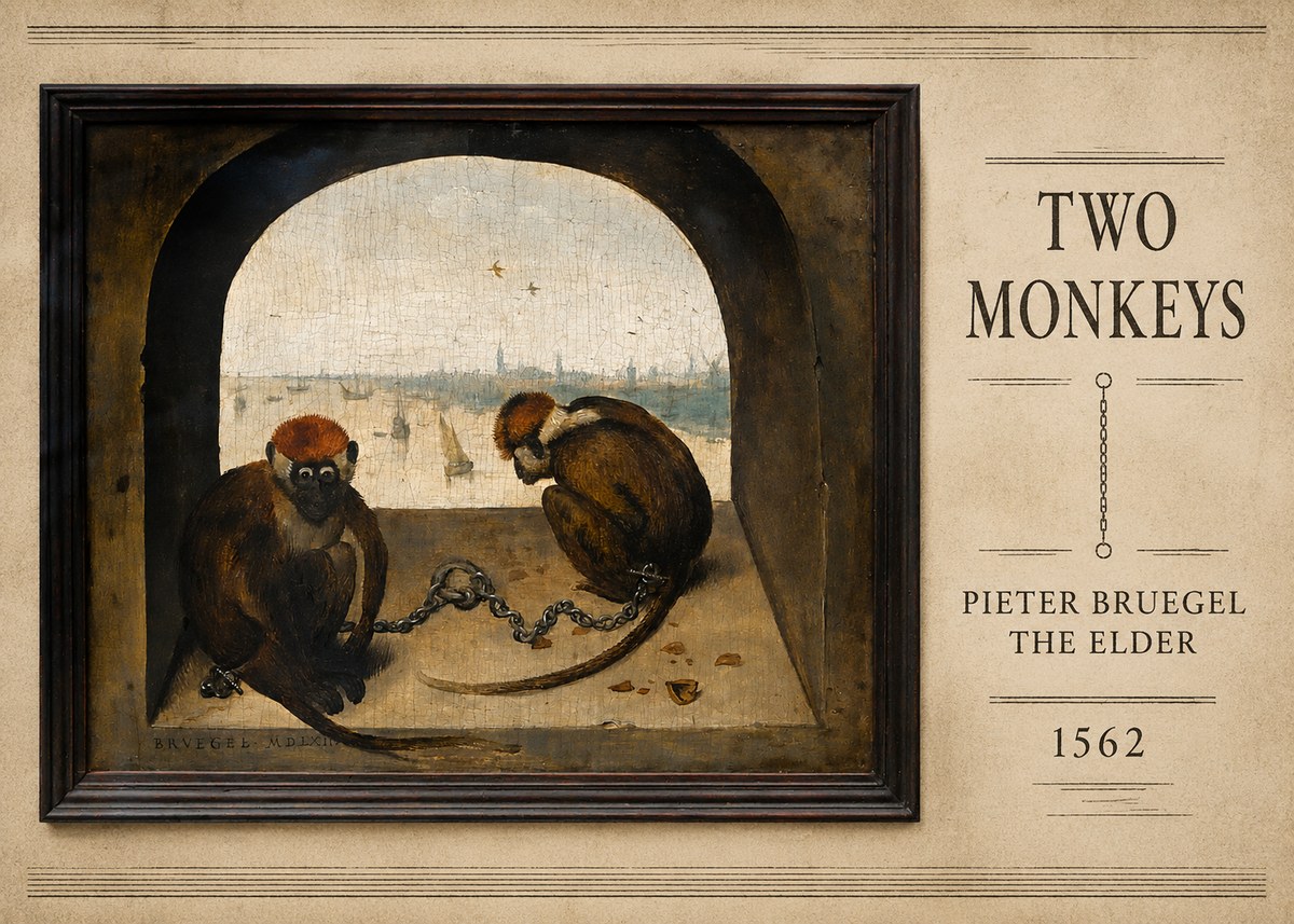 Pieter Bruegel Two Monkeys III No5 - Poster