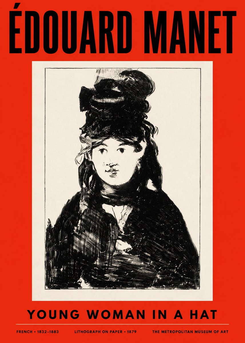 Édouard Manet Young Woman in a Hat II No2 - Poster