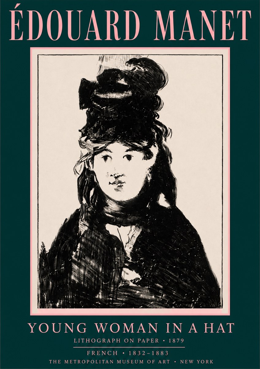 Édouard Manet Young Woman in a Hat II No4 - Poster