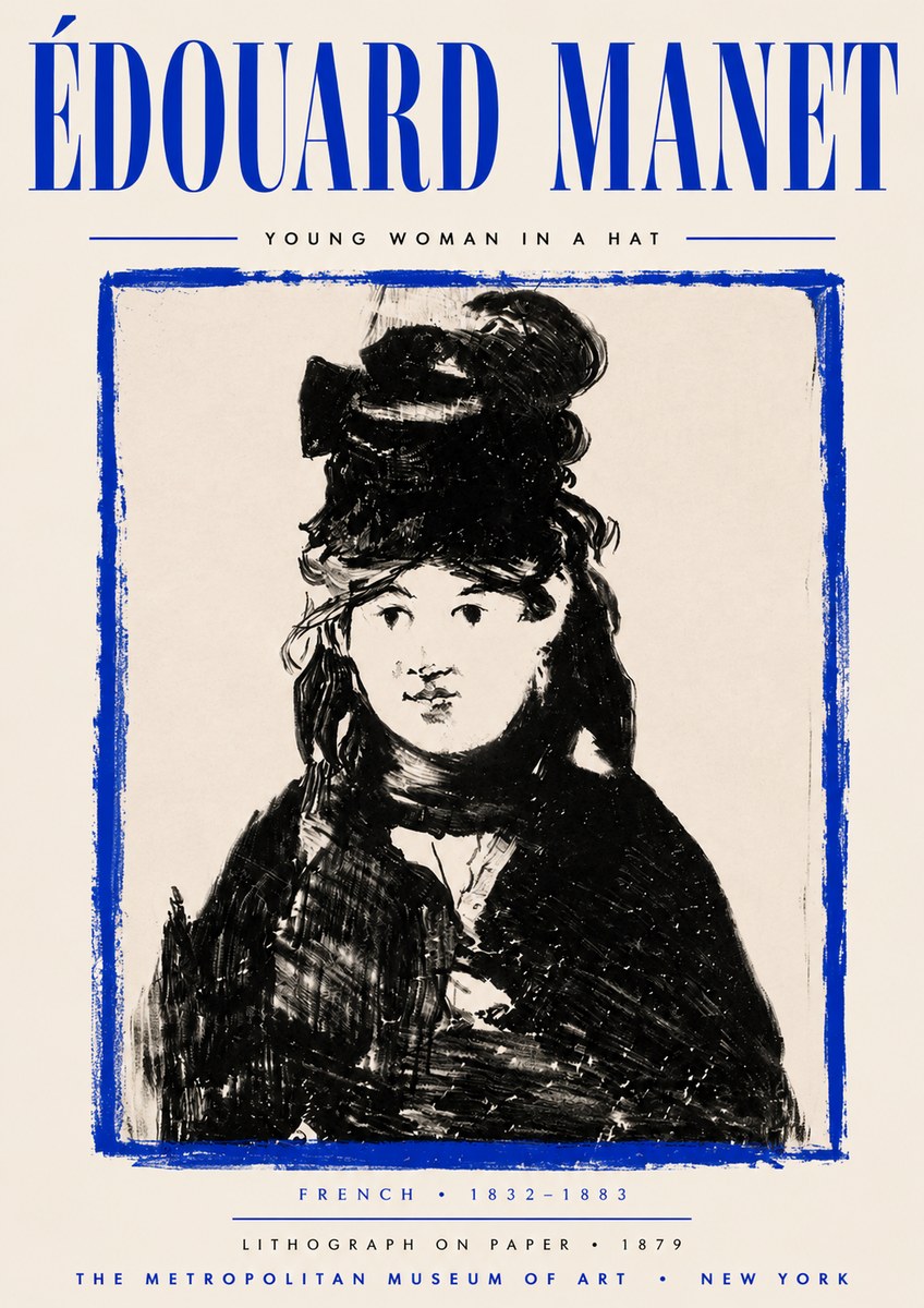 Édouard Manet Young Woman in a Hat II No5 - Poster