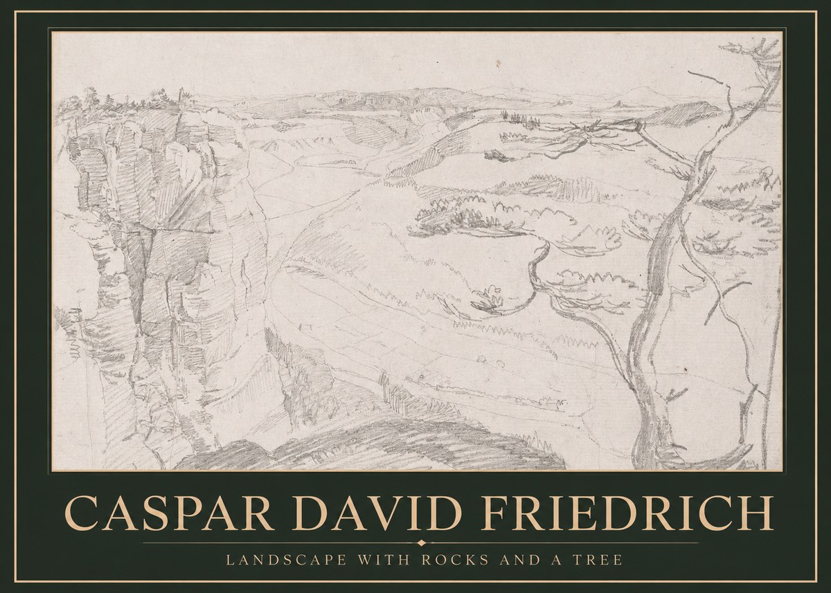 Caspar David Friedrich Landscape with Rocks and a Tree No1 - Poster