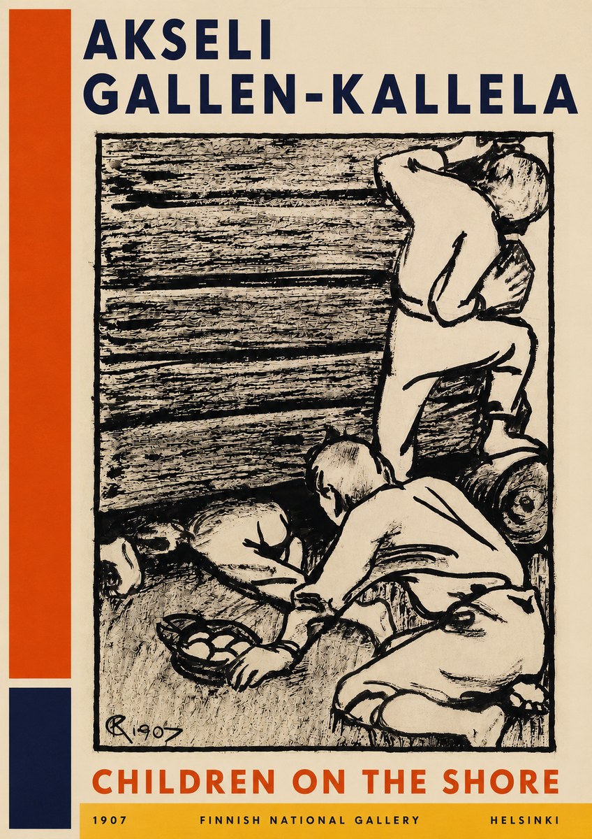 Akseli Gallen-Kallela Children on the Shore No4 - Poster