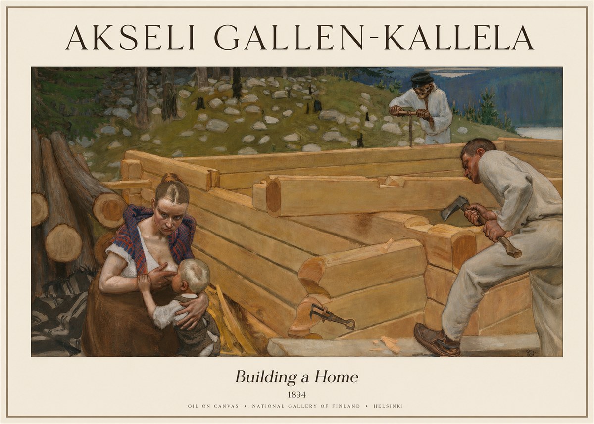 Akseli Gallen-Kallela Building a Home No4 - Poster