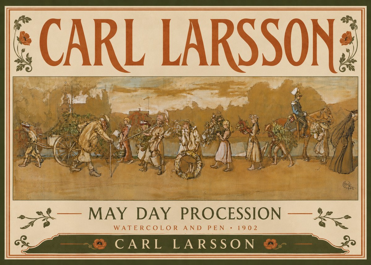 Carl Larsson May Day Procession No6 - Poster