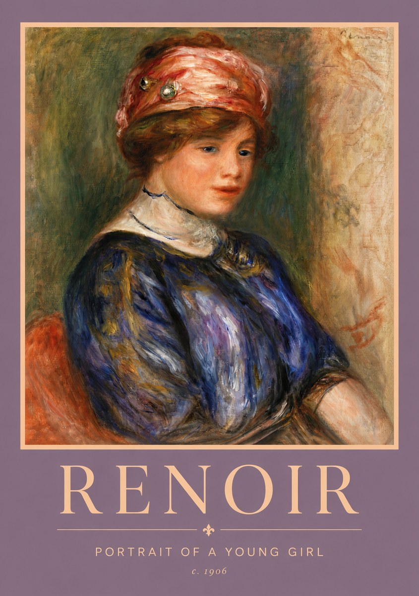 Renoir Portrait of a Young Girl II No5 - Poster