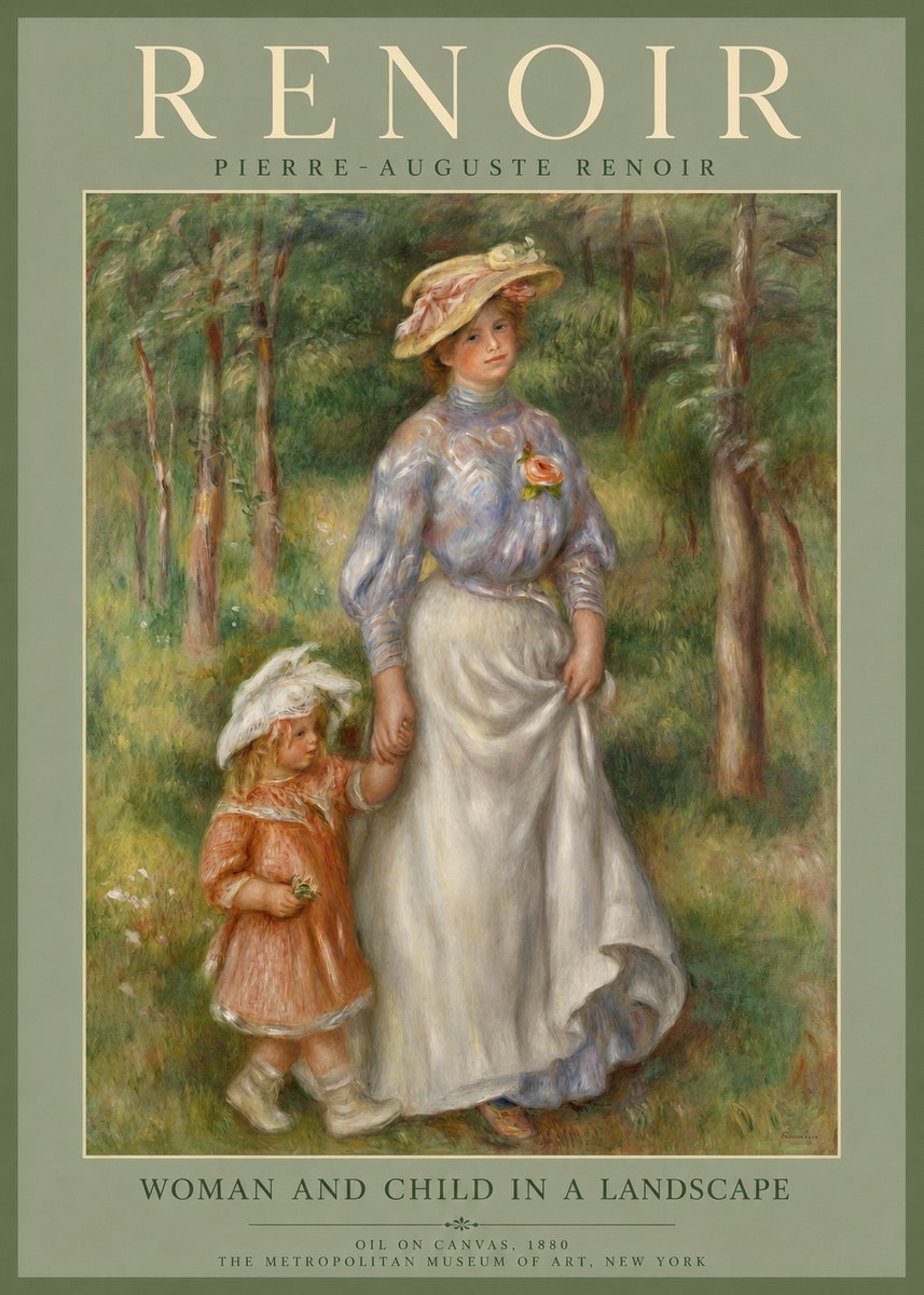 Renoir Woman and Child in a Landscape I No2 - Poster