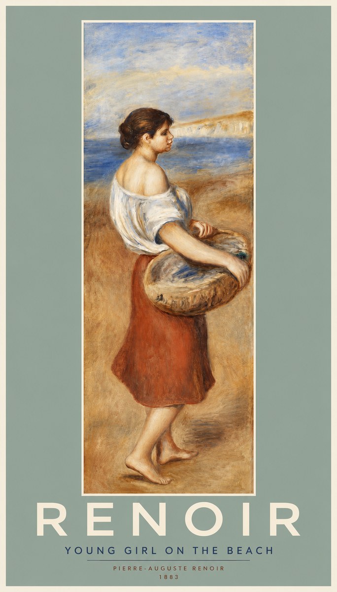 Renoir Young Girl on the Beach No2 - Poster