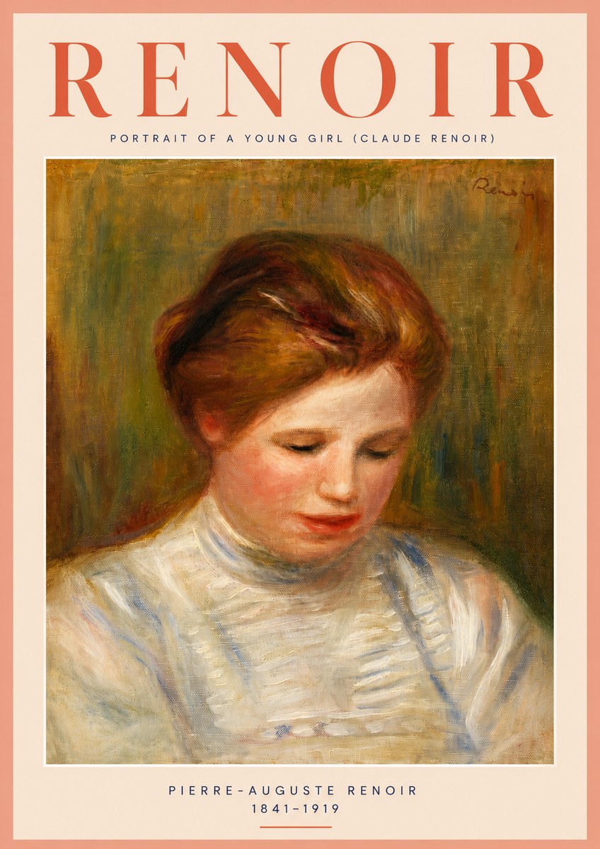 Renoir Portrait of a Young Girl (Claude Renoir) No4 - Poster