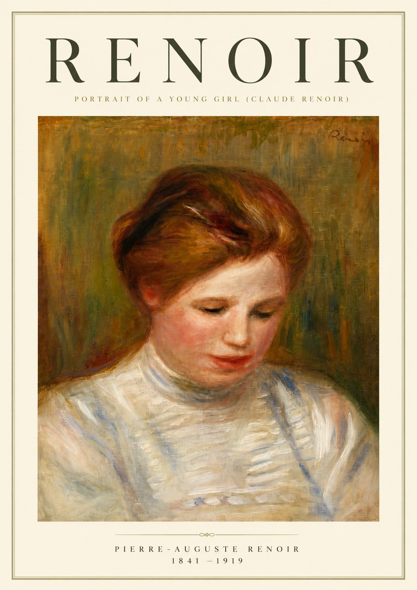 Renoir Portrait of a Young Girl (Claude Renoir) No5 - Poster
