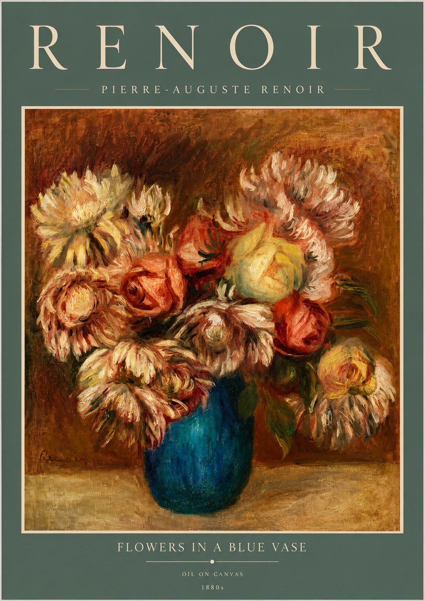Renoir Flowers in a Blue Vase No6 - Poster