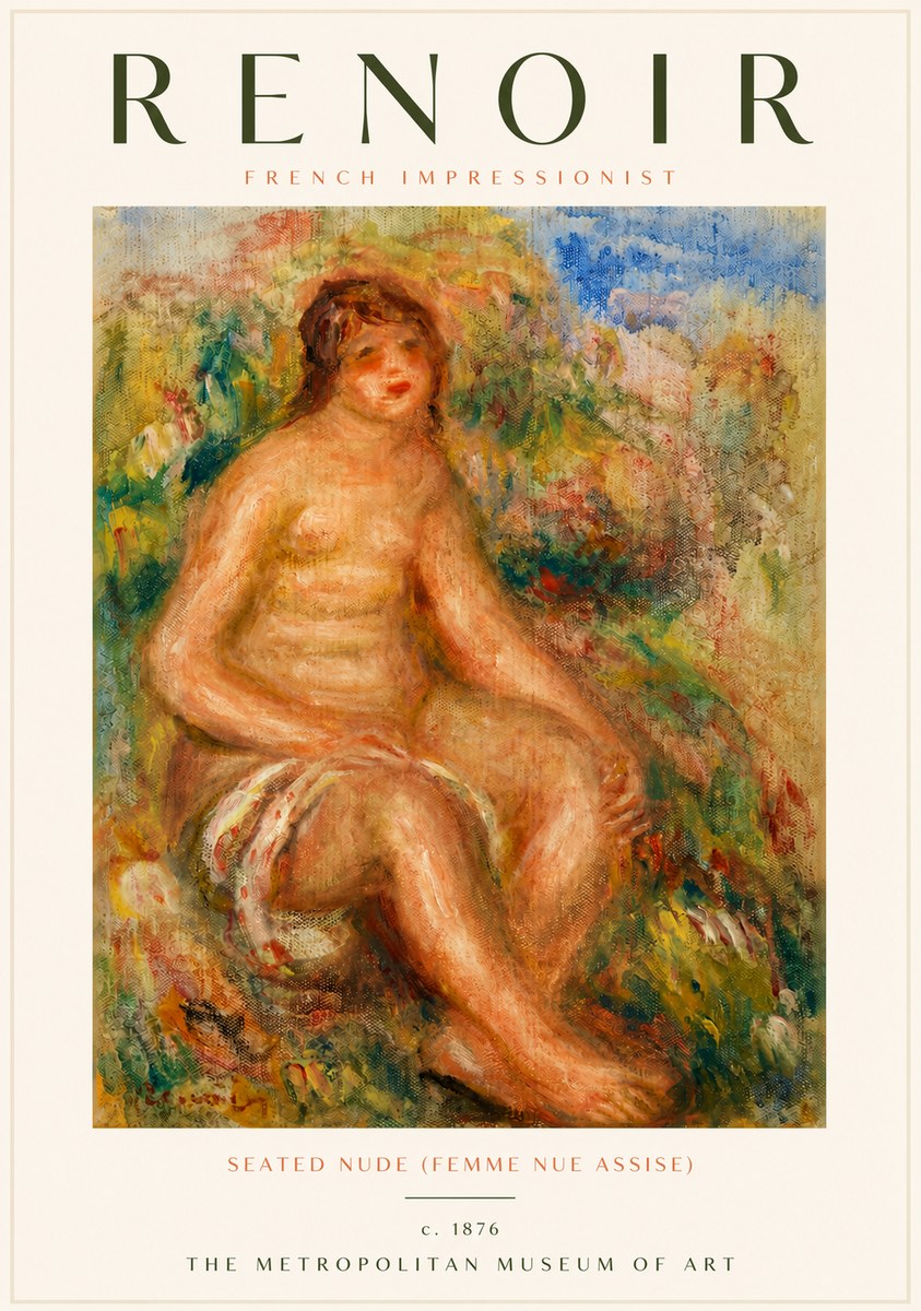 Renoir Seated Nude (Femme Nue Assise) No4 - Poster