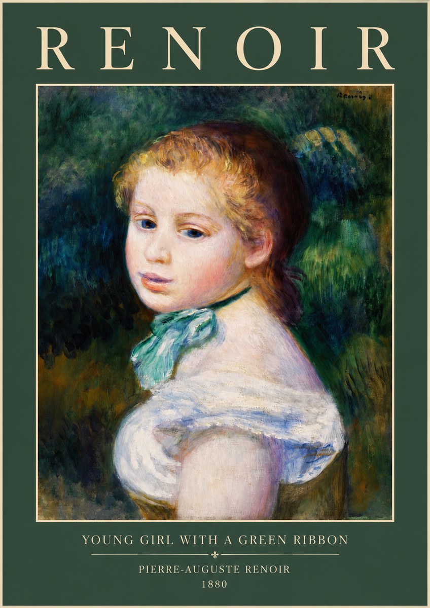 Renoir Young Girl with a Green Ribbon No2 - Poster