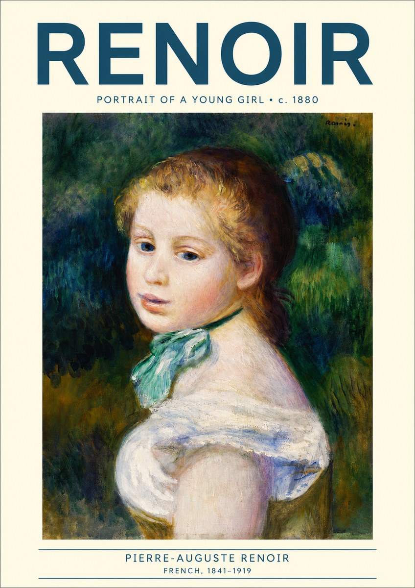 Renoir Young Girl with a Green Ribbon No3 - Poster
