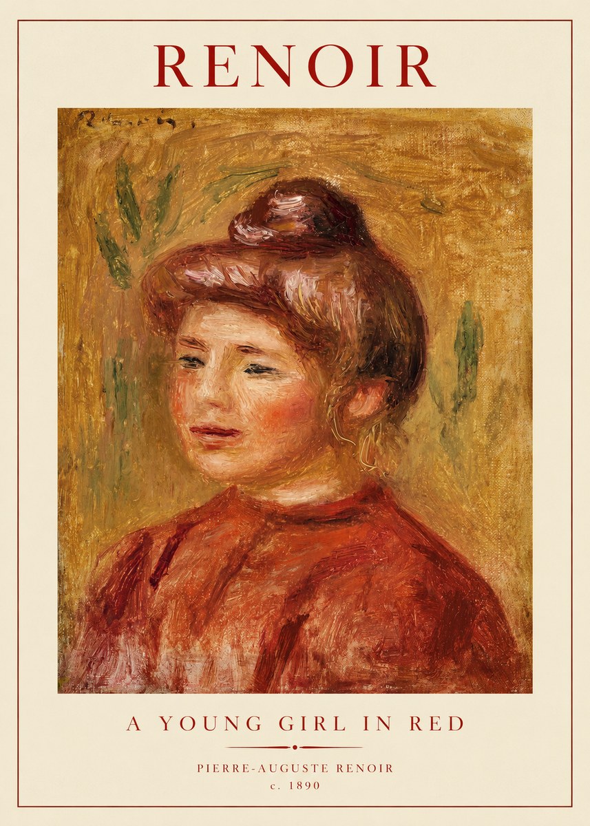 Renoir A Young Girl in Red No1 - Poster