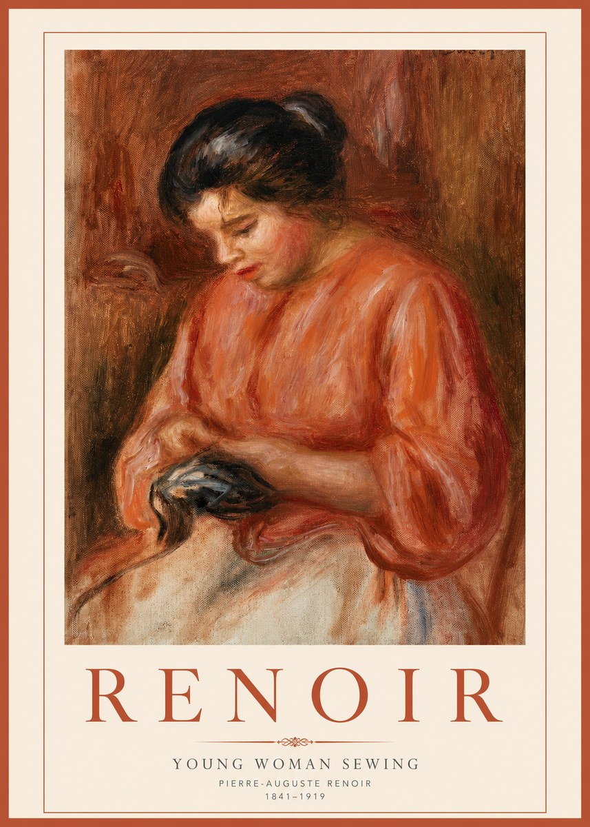Renoir Young Woman Sewing I No2 - Poster