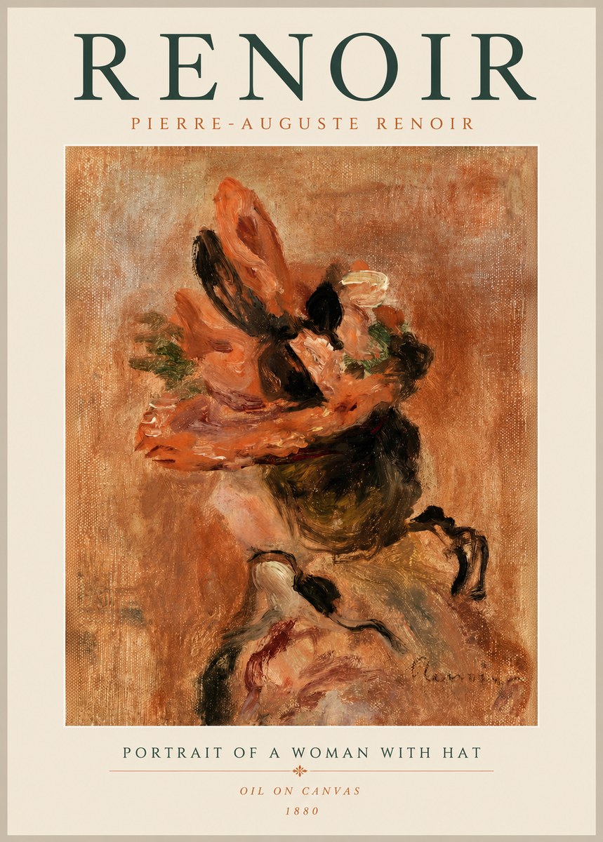 Renoir Portrait of a Woman with Hat No2 - Poster