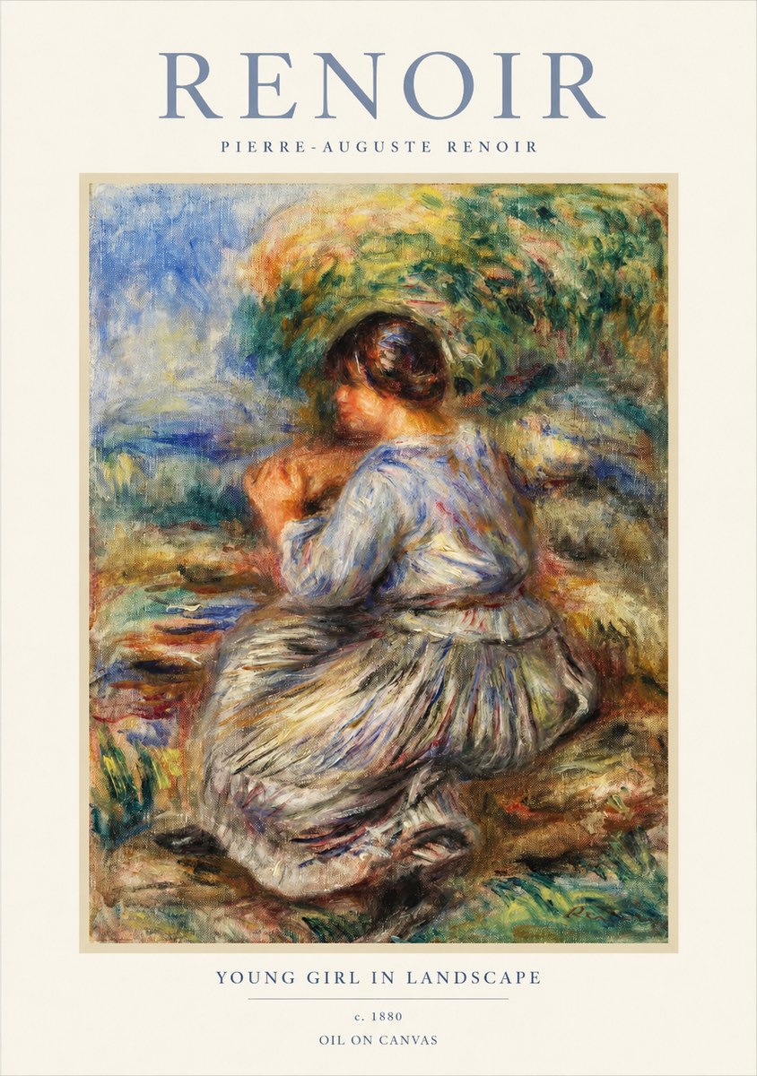 Renoir Young Girl in Landscape No1 - Poster