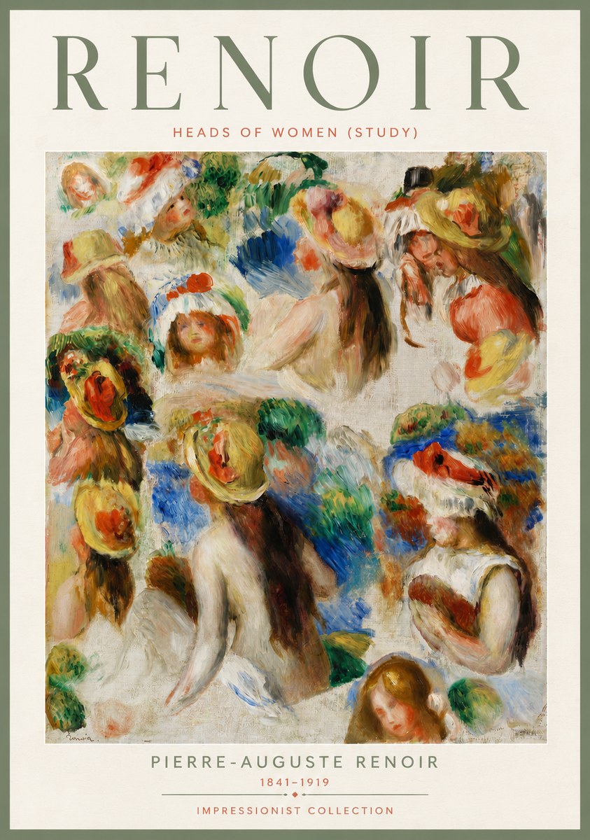 Renoir Heads of Women (Study) No4 - Poster