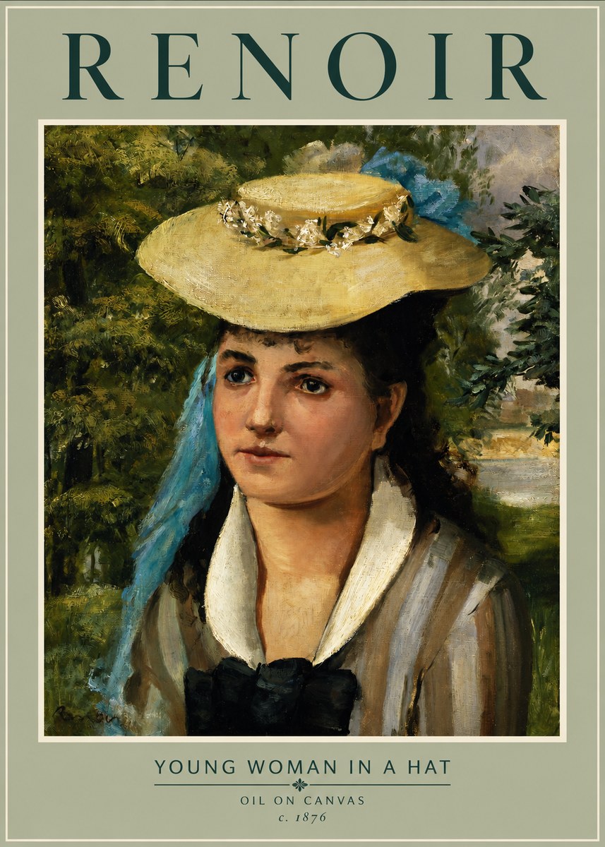 Renoir Young Woman in a Hat No2 - Poster