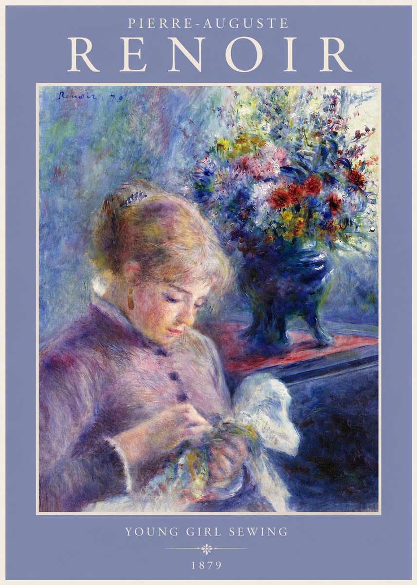 Renoir Young Girl Sewing No2 - Poster
