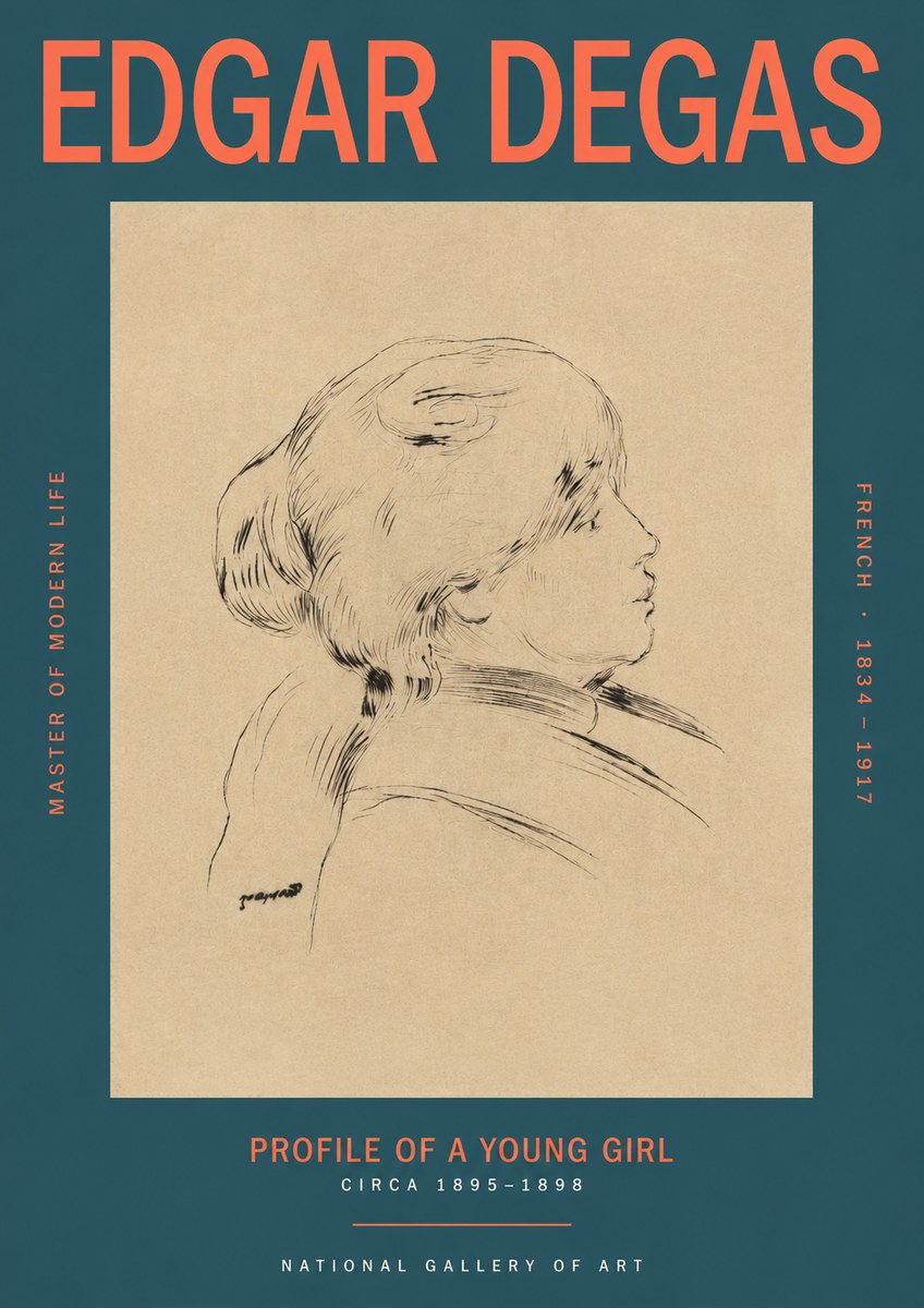 Edgar Degas Profile of a Young Girl No2 - Poster