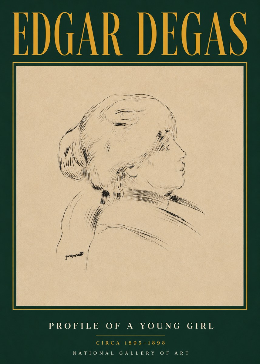 Edgar Degas Profile of a Young Girl No4 - Poster
