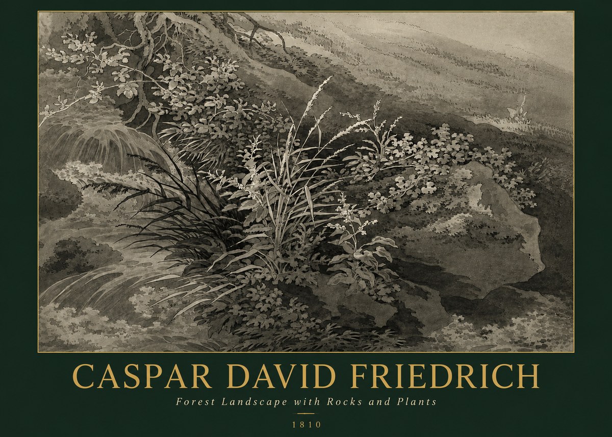 Caspar David Friedrich Forest Landscape with Rocks and Plants No3 - Poster