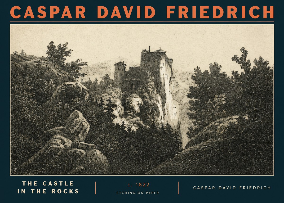 Caspar David Friedrich The Castle in the Rocks No3 - Poster