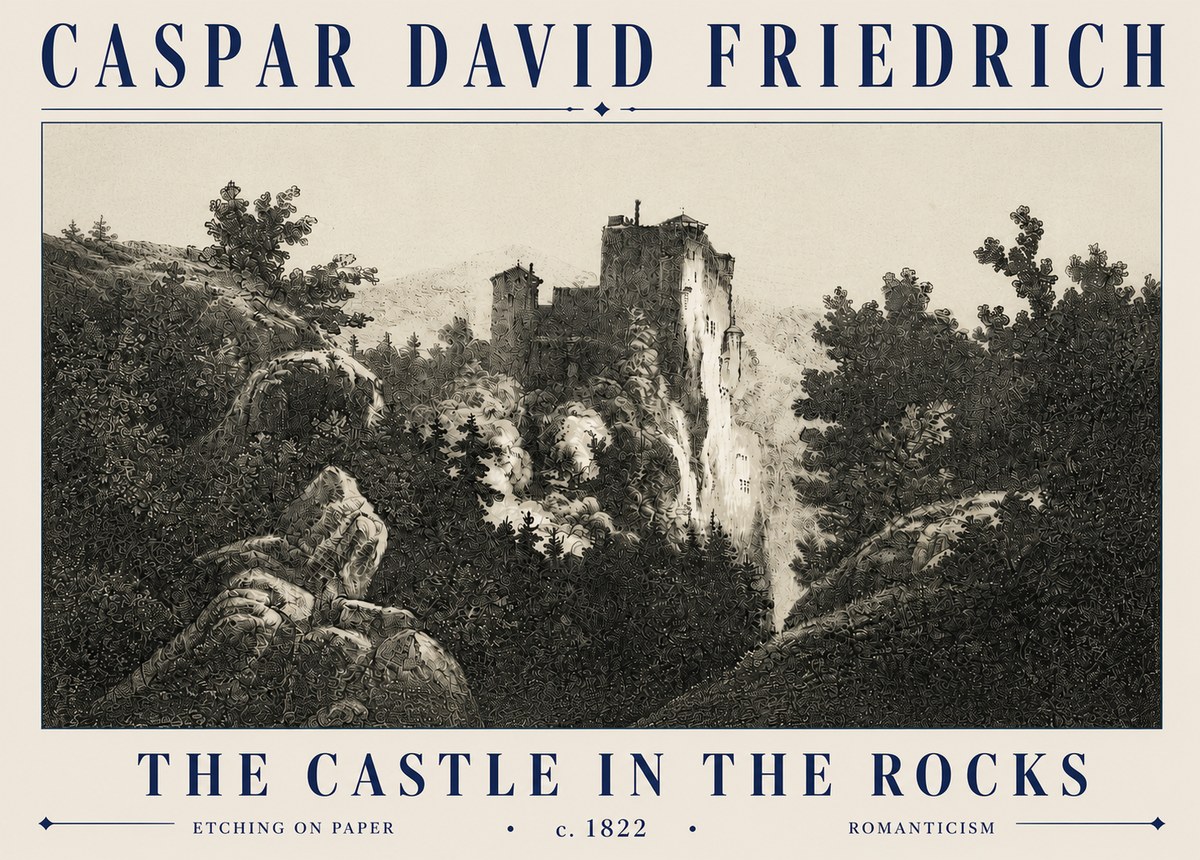 Caspar David Friedrich The Castle in the Rocks No6 - Poster