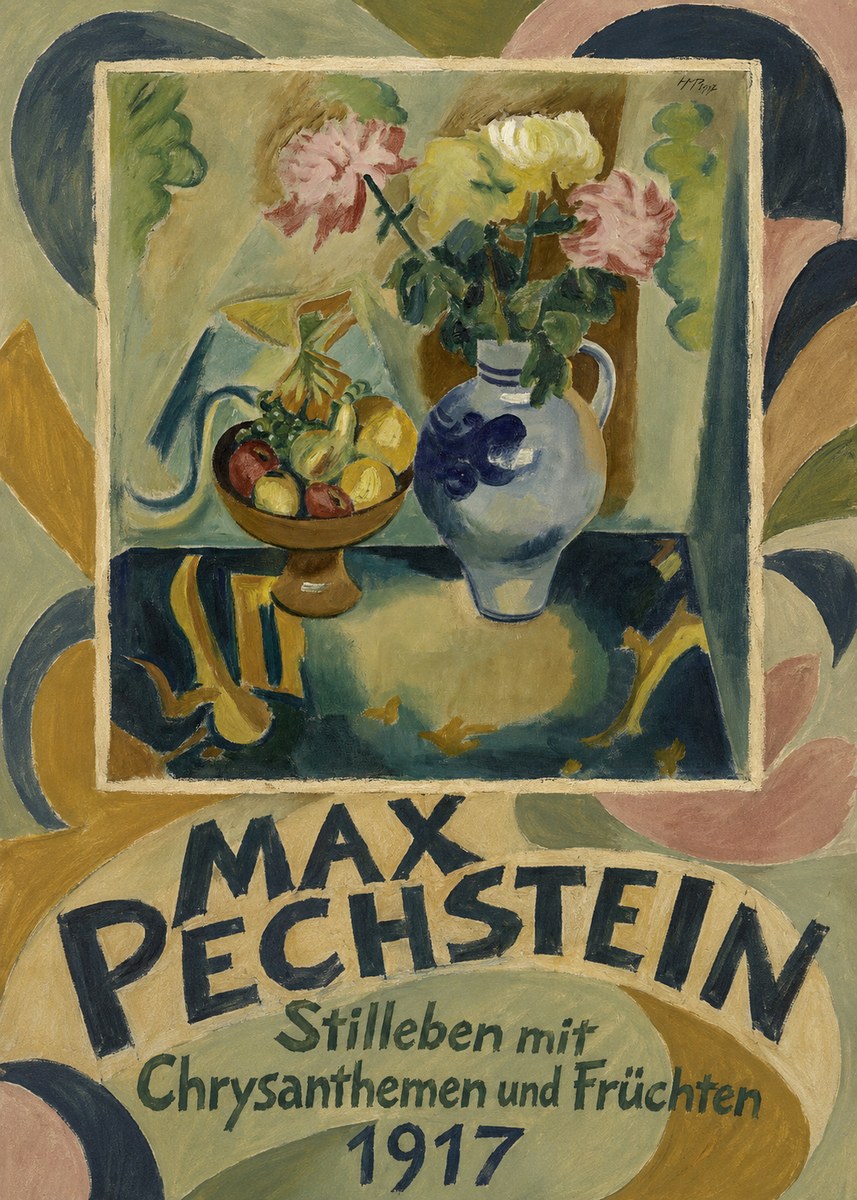 Max Pechstein Stilleben Mit Chrysanthemen Und Früchten No5 - Poster