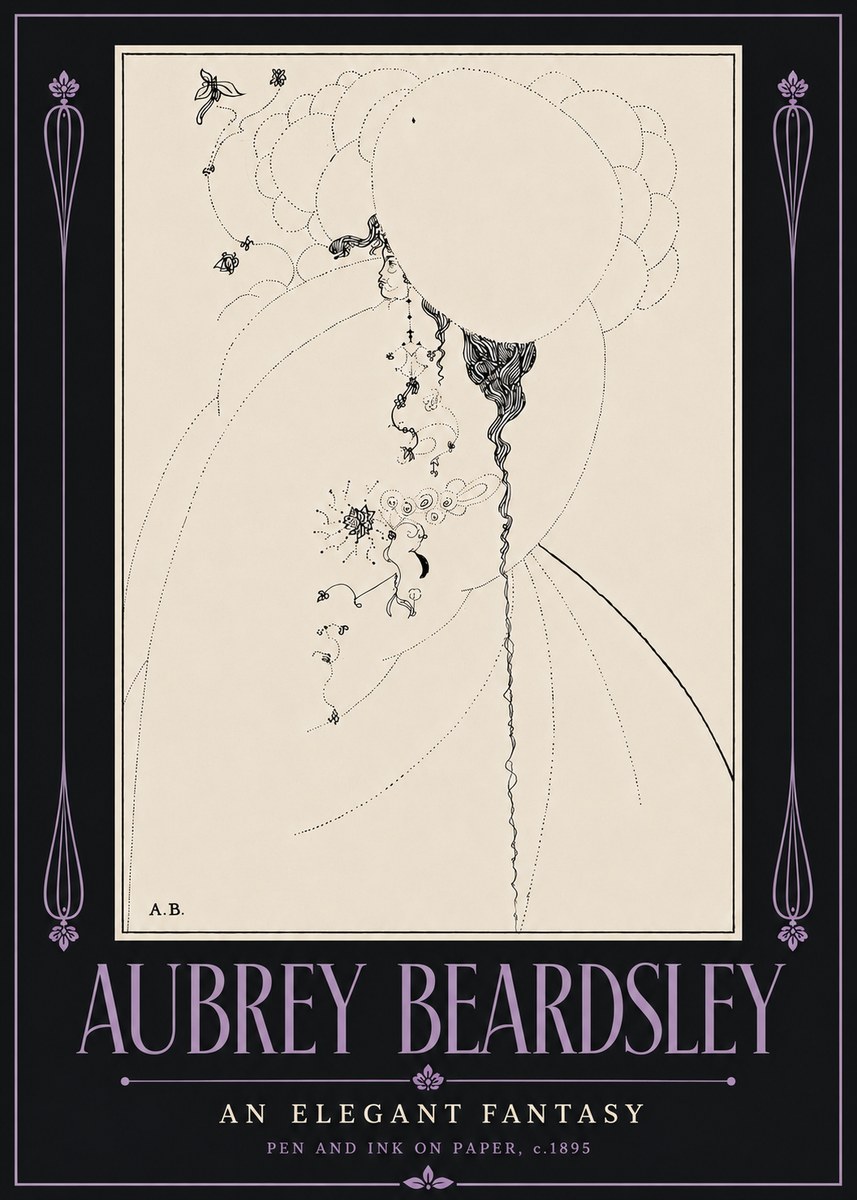 Aubrey Beardsley An Elegant Fantasy No6 - Poster