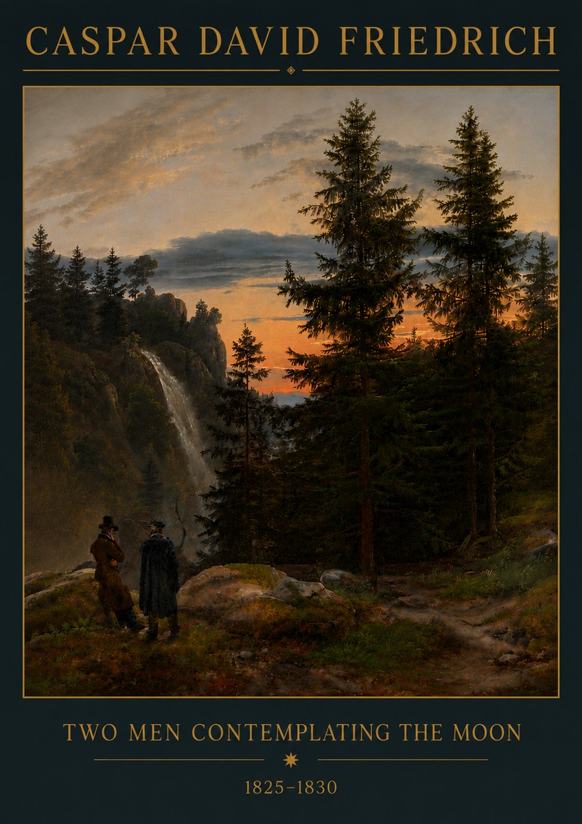 Caspar David Friedrich Two Men Contemplating the Moon I No6 - Poster