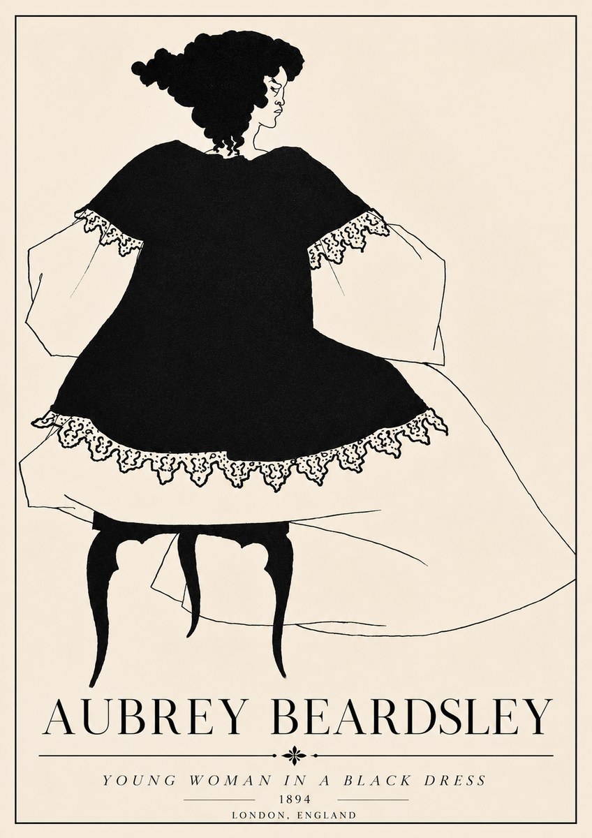 Aubrey Beardsley Woman in a Dress No6 - Poster