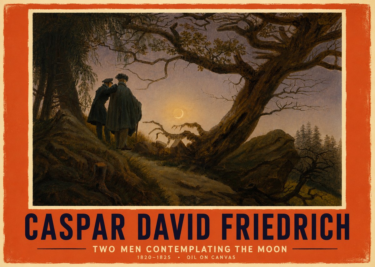 Caspar David Friedrich Two Men Contemplating the Moon II No4 - Poster