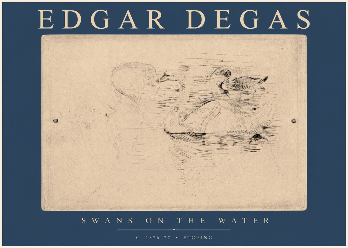 Edgar Degas Swans on the Water No2 - Poster
